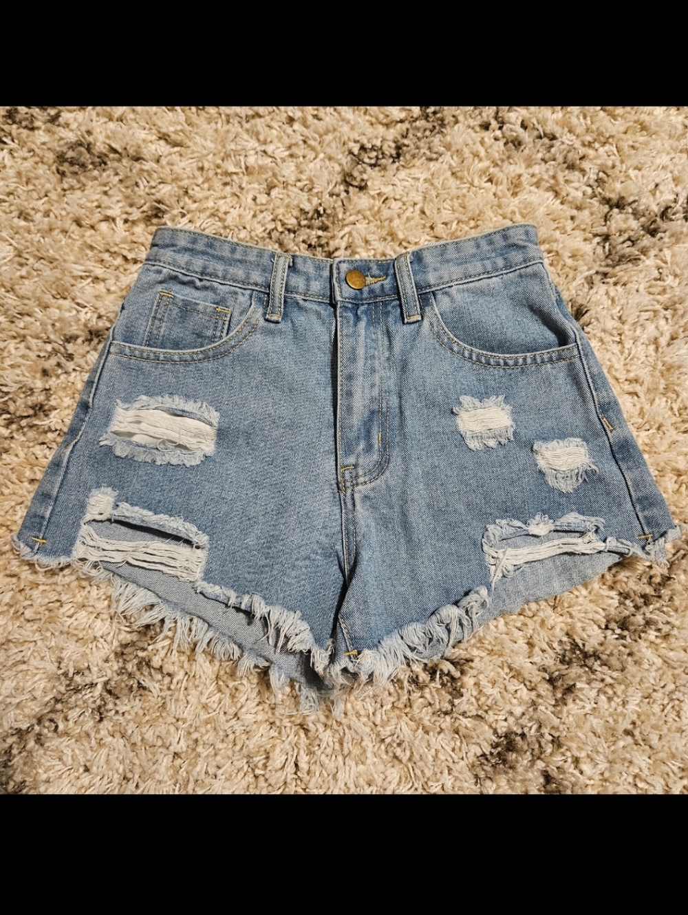 SHEIN Denim High Rise Distressed Cut Off Jean Shorts, Size XS / 2